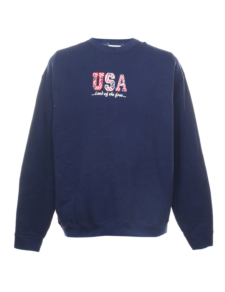 Navy Printed Sweatshirt - XL