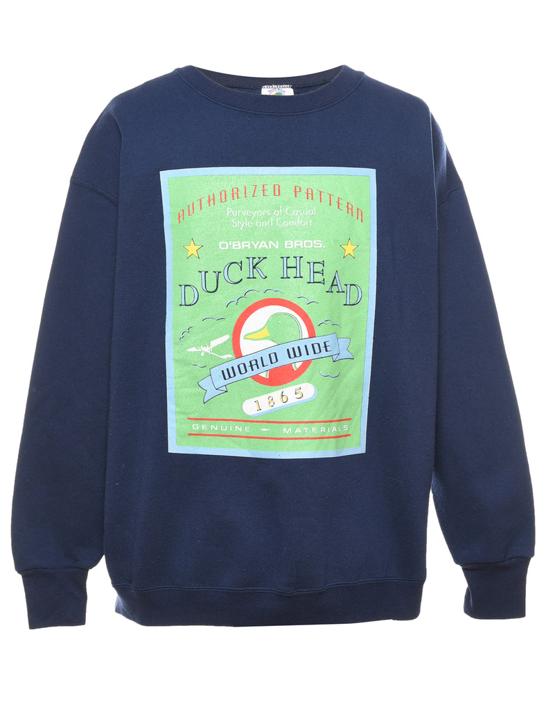 Navy Printed Sweatshirt - XL