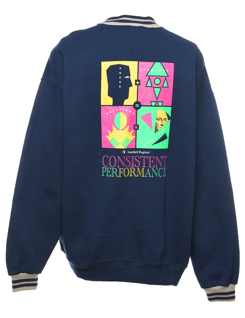 Navy Printed Sweatshirt - XL