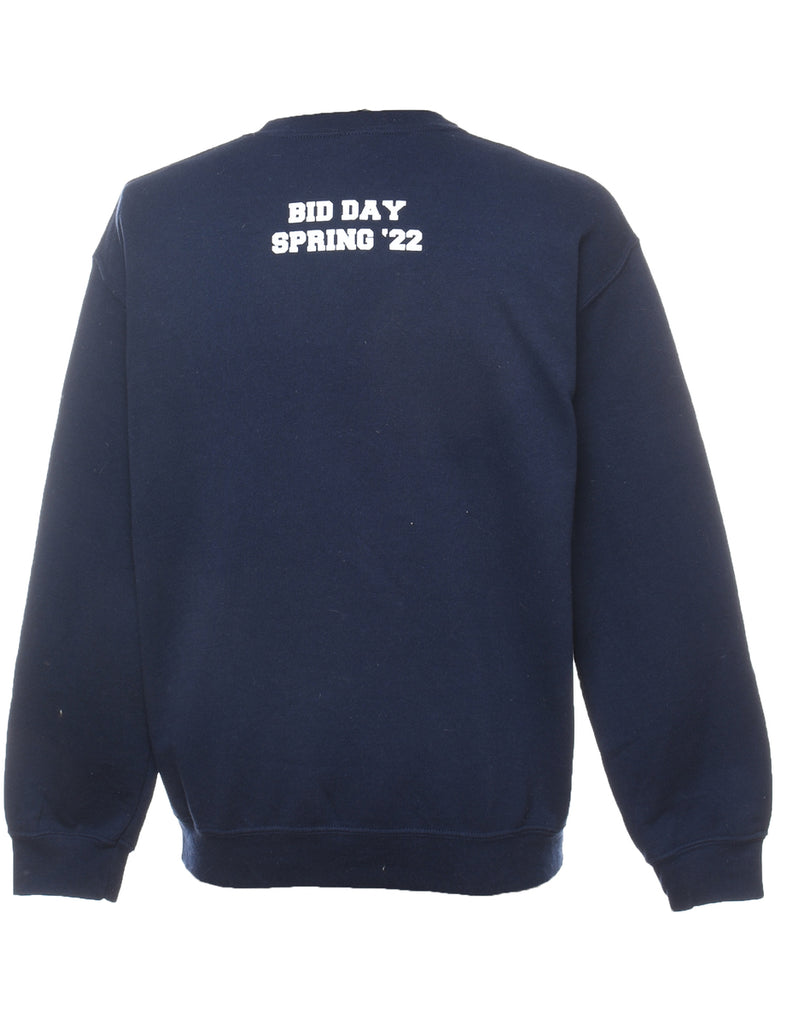 Navy Printed Sweatshirt - M