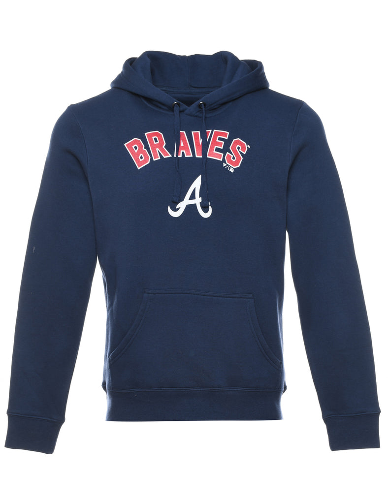 Navy & Red Braves Hooded Sports Sweatshirt - M