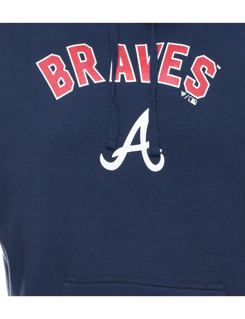 Navy & Red Braves Hooded Sports Sweatshirt - M