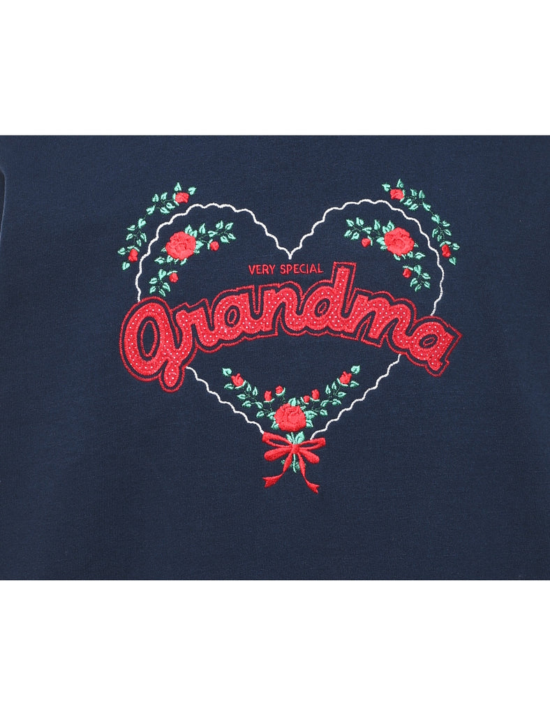 Navy & Red Grandma Printed Sweatshirt - L