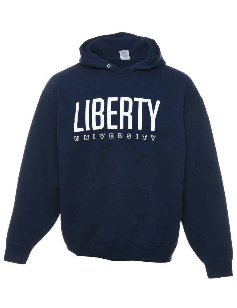 Navy & White Liberty University Printed Hoodie - XL