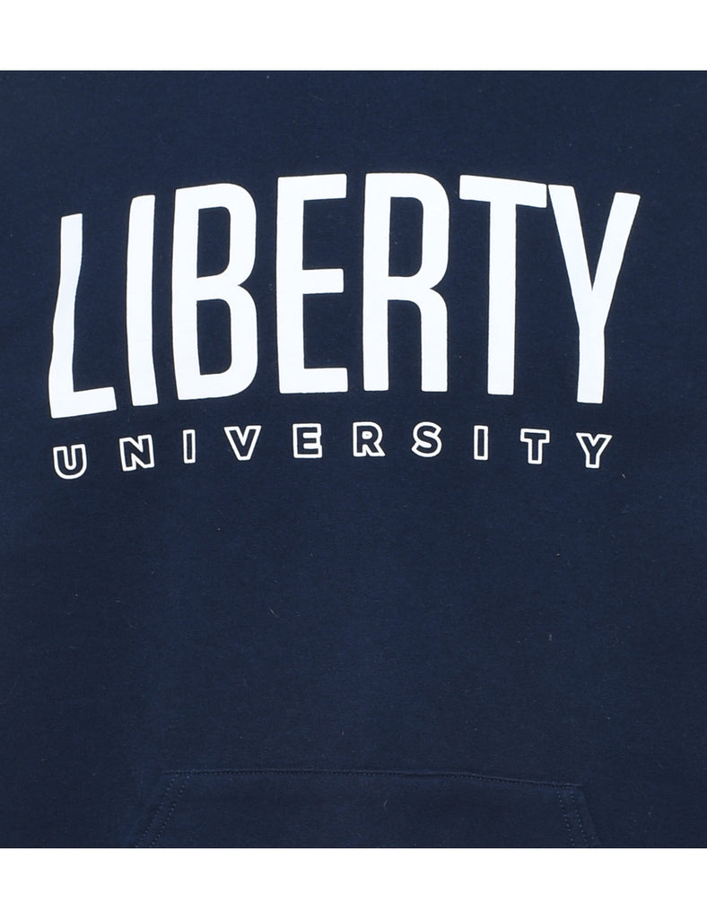 Navy & White Liberty University Printed Hoodie - XL