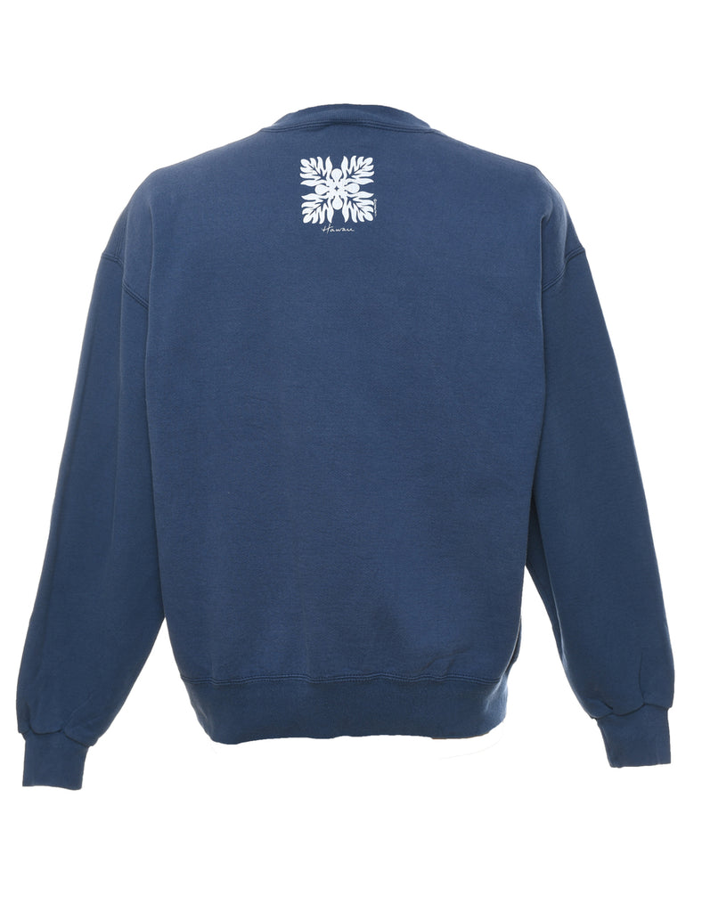 Navy & White Patterned Sweatshirt - M