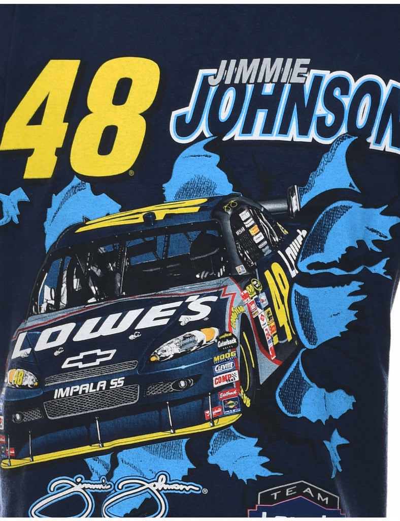 Navy & Yellow Jimmie Johnson NASCAR T-Shirt - M