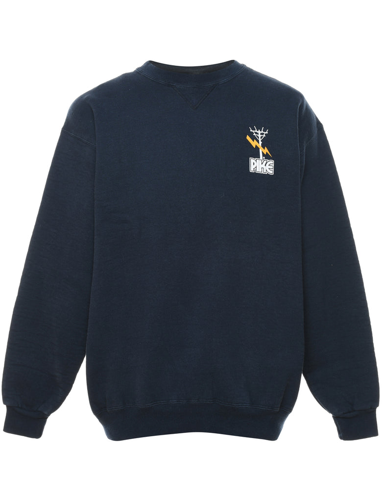 Navy & Yellow Printed Sweatshirt - L