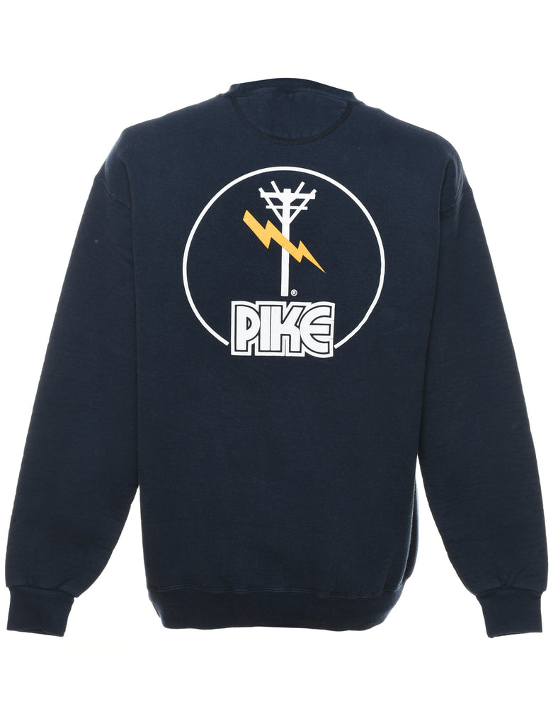 Navy & Yellow Printed Sweatshirt - L