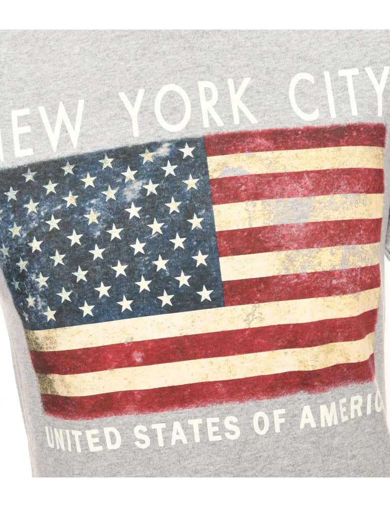 New York Grey Printed T-shirt - M