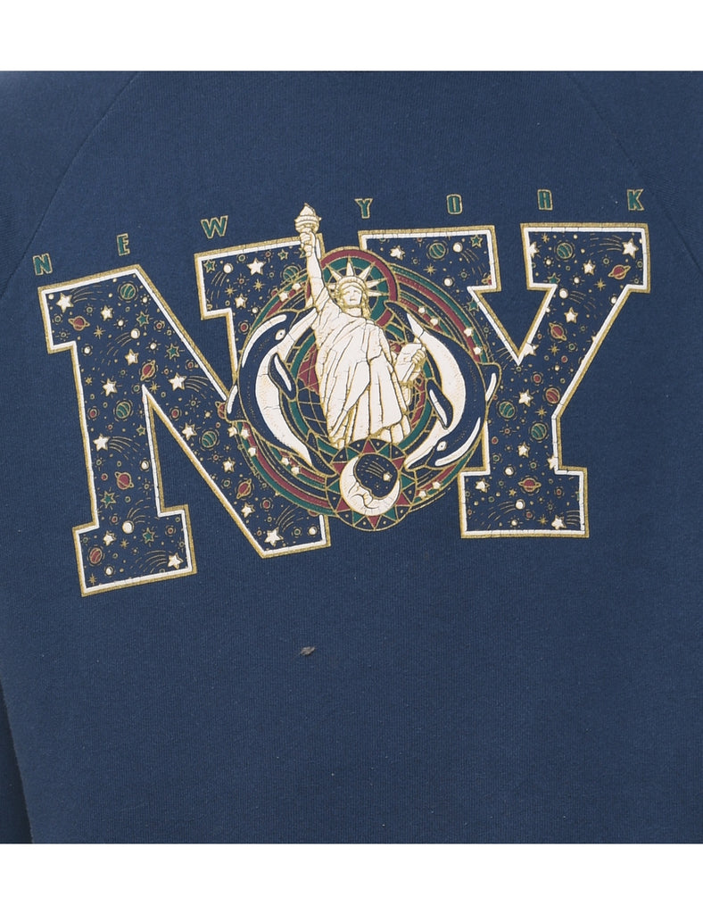 New York Printed Navy Sweatshirt - L