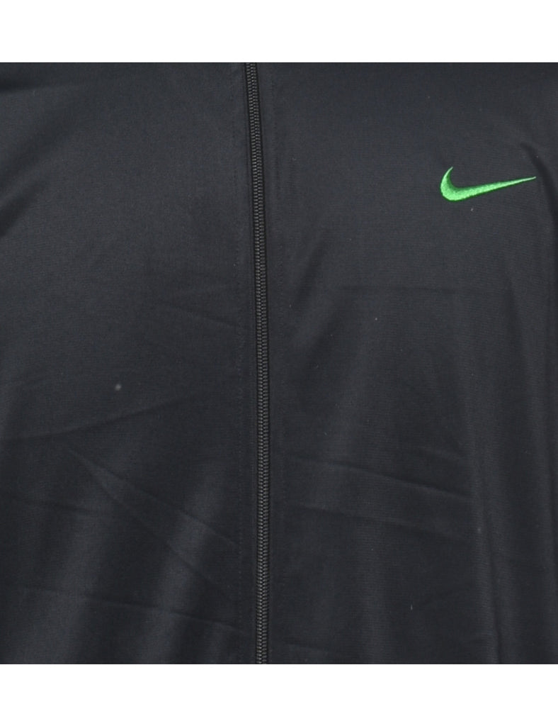 Nike Black & Green Contrast Nylon Track Top - L