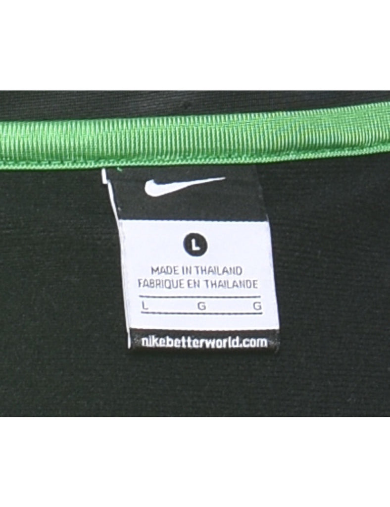 Nike Black & Green Contrast Nylon Track Top - L