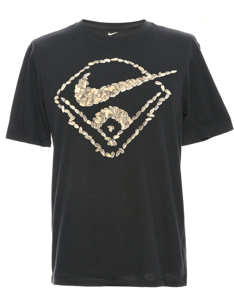 Nike Black Printed T-shirt - M