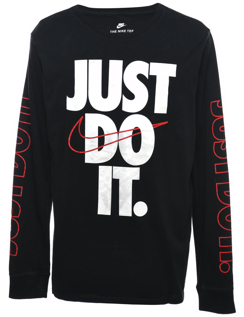 Nike Just Do It Printed Black, Red & White T-shirt - L