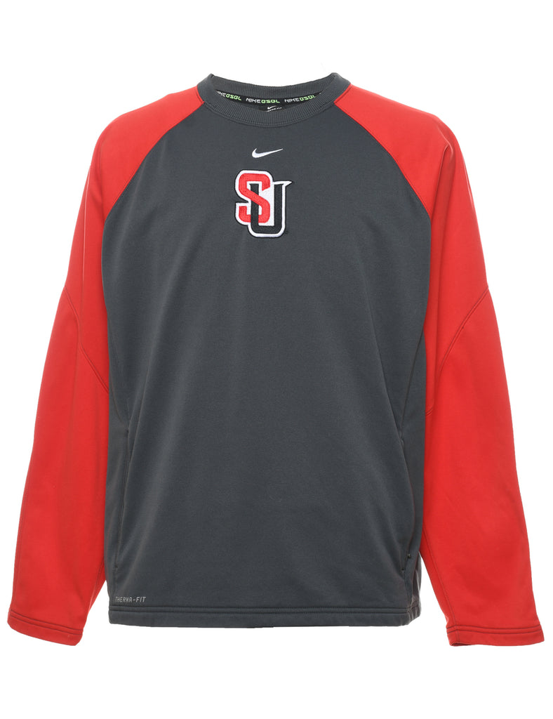 Nike Printed Grey & Red Contrast Sweatshirt - XL