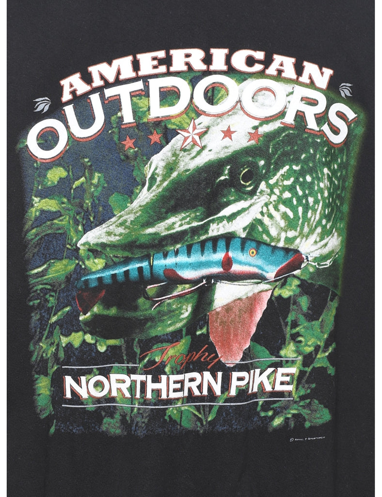 Northern Pike Printed Black Sweatshirt - XL