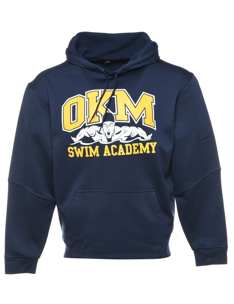 OKM Swim Academy Navy & Yellow Printed Hoodie - S