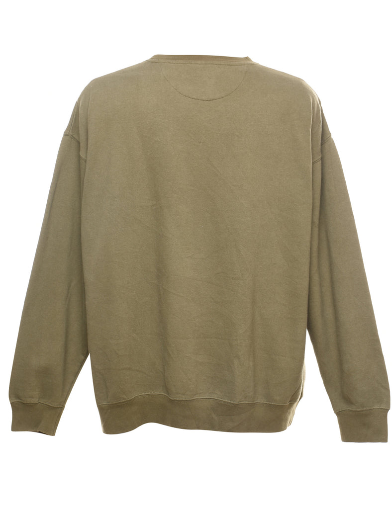 Olive Green Printed Sweatshirt - L