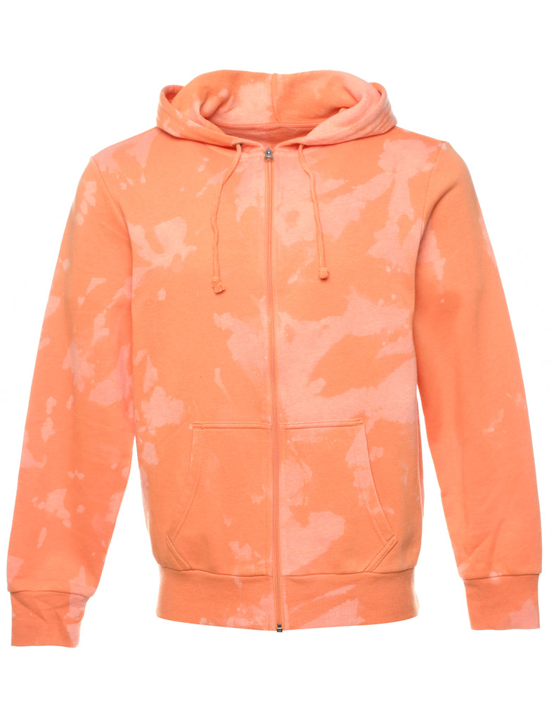 Orange Tie-Dye Design Hooded Sweatshirt - M