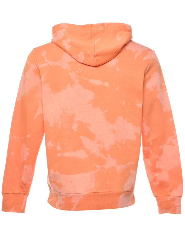 Orange Tie-Dye Design Hooded Sweatshirt - M