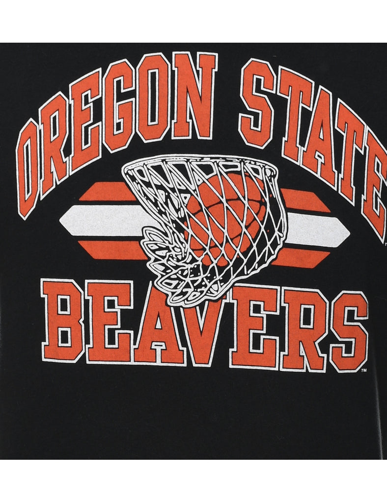 Oregon State Beavers Black & Orange Printed T-shirt - S