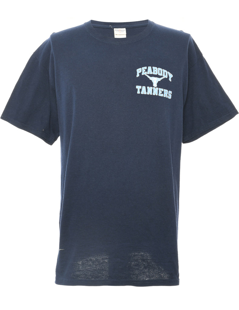 Peabody Tanners Navy & Light Blue Football Jerzees T-Shirt - L