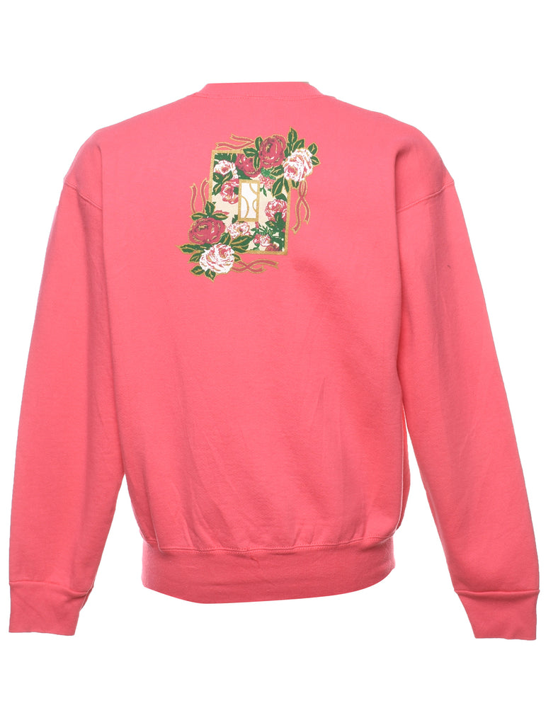 Pink Joyeux Noel Printed Sweatshirt - M