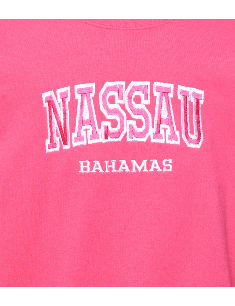 Pink Nassau Bahamas Embroidered Sweatshirt - S