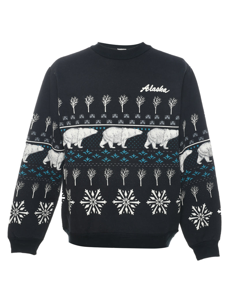 Polar Bear Design Christmas Sweatshirt - XL