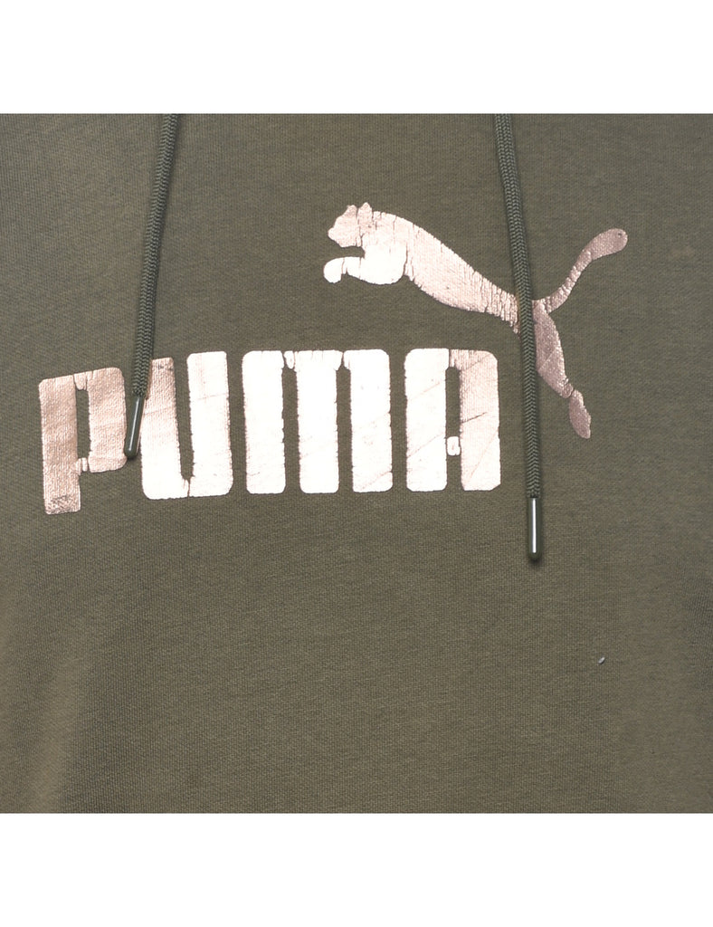 Puma Green & Gold Printed Hoodie - S