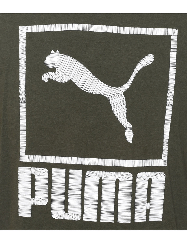 Puma Green & White Printed T-Shirt - L