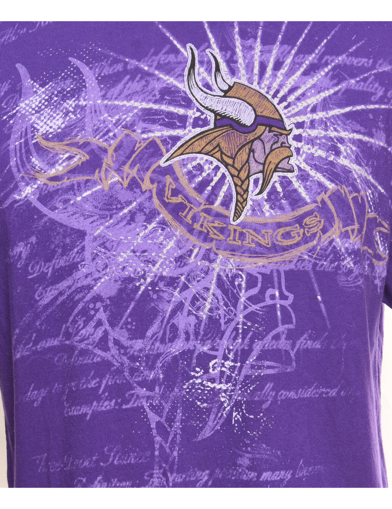 Purple Vikings Football Printed T-shirt - M