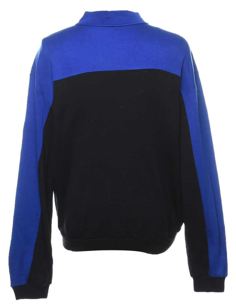 Quarter-Zip Black & Blue Printed Sweatshirt - L