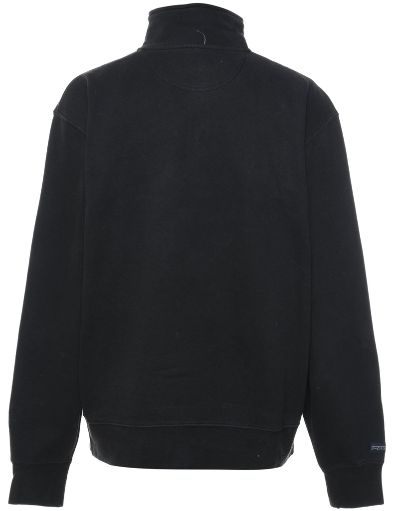 Quarter-Zip Black & Red Appliqued Sweatshirt - M