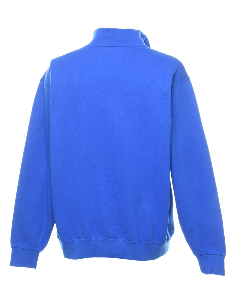 Quarter-Zip Blue & Yellow Brookfield Soccer Embroidered Sweatshirt - L