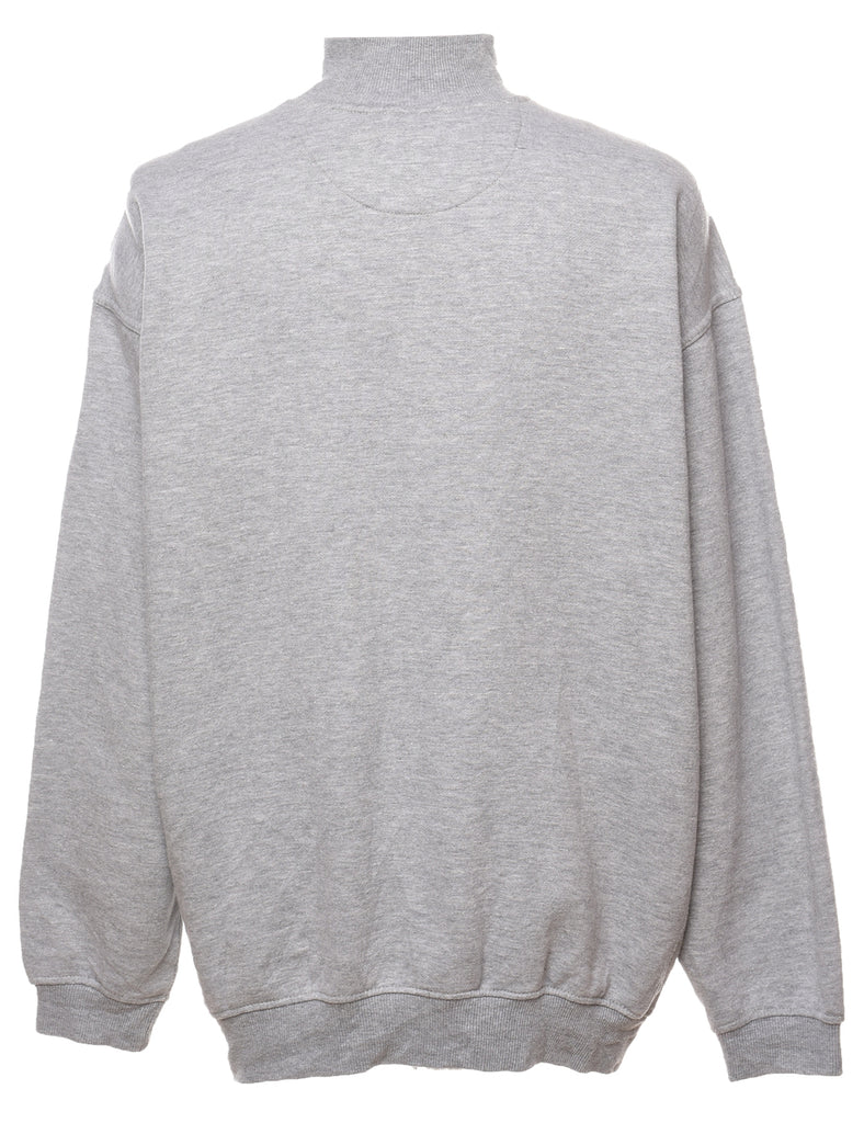 Quarter-Zip Grey & Navy Raiders Printed Sweatshirt - L