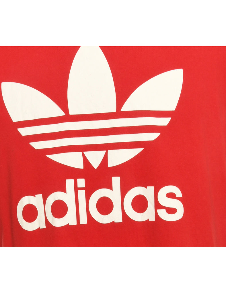 Red Adidas Printed T-shirt - M