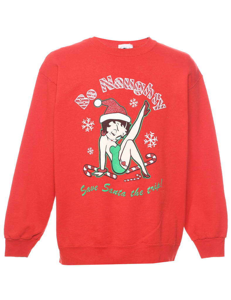 Red Betty Boop Christmas Sweatshirt - L