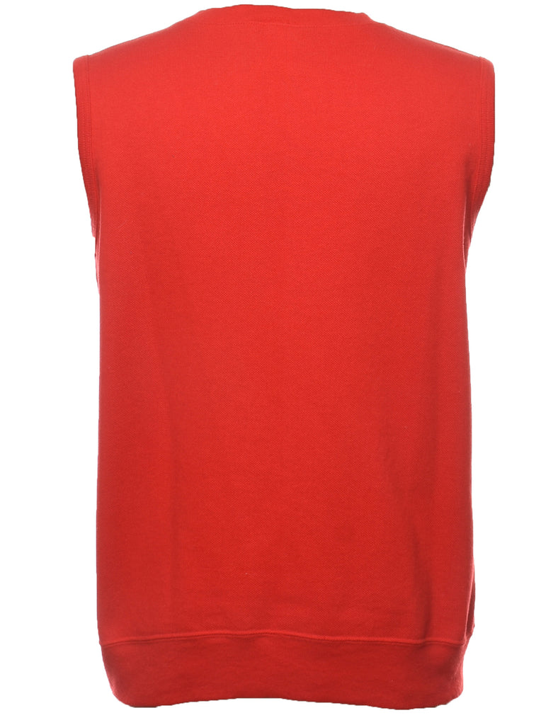 Red Embroidered Sleeveless Golf Sweatshirt - M