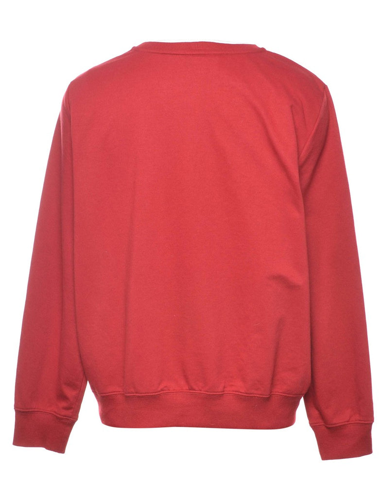 Red Embroidered Sweatshirt - M