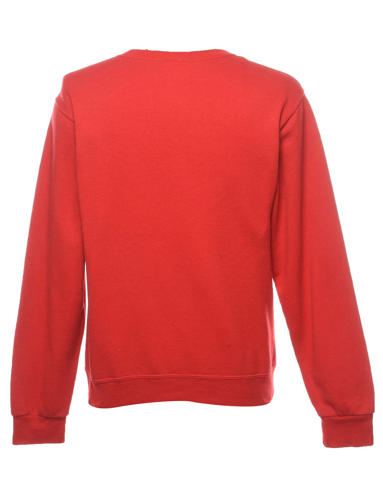 Red & Light Blue Printed Sweatshirt - S