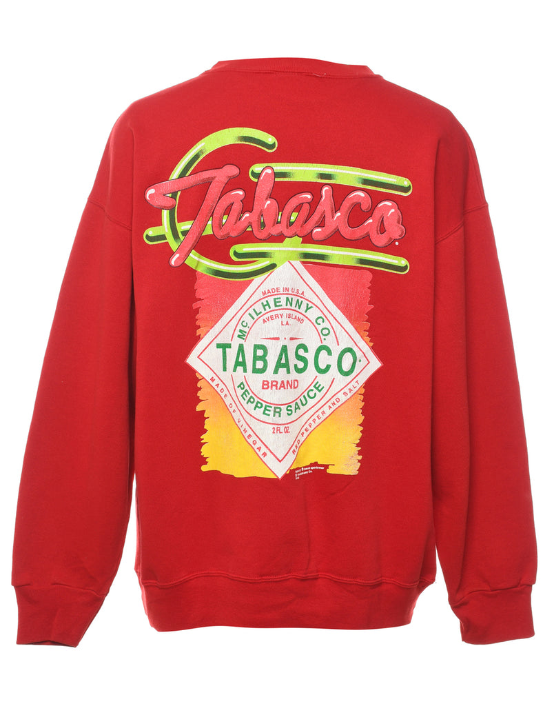 Red Printed Tabasco Design Graphic Sweatshirt - L