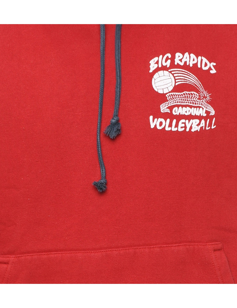 Red Volleyball Hooded Sports Sweatshirt - S