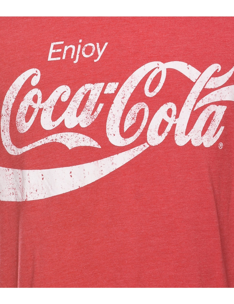 Red & White Coca-Cola Print T-shirt - XL