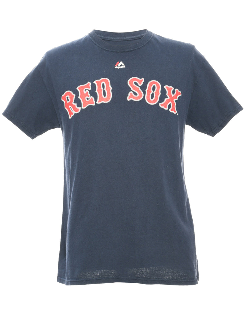 Redsox Baseball Majestic Navy & Red Sports T-shirt - M