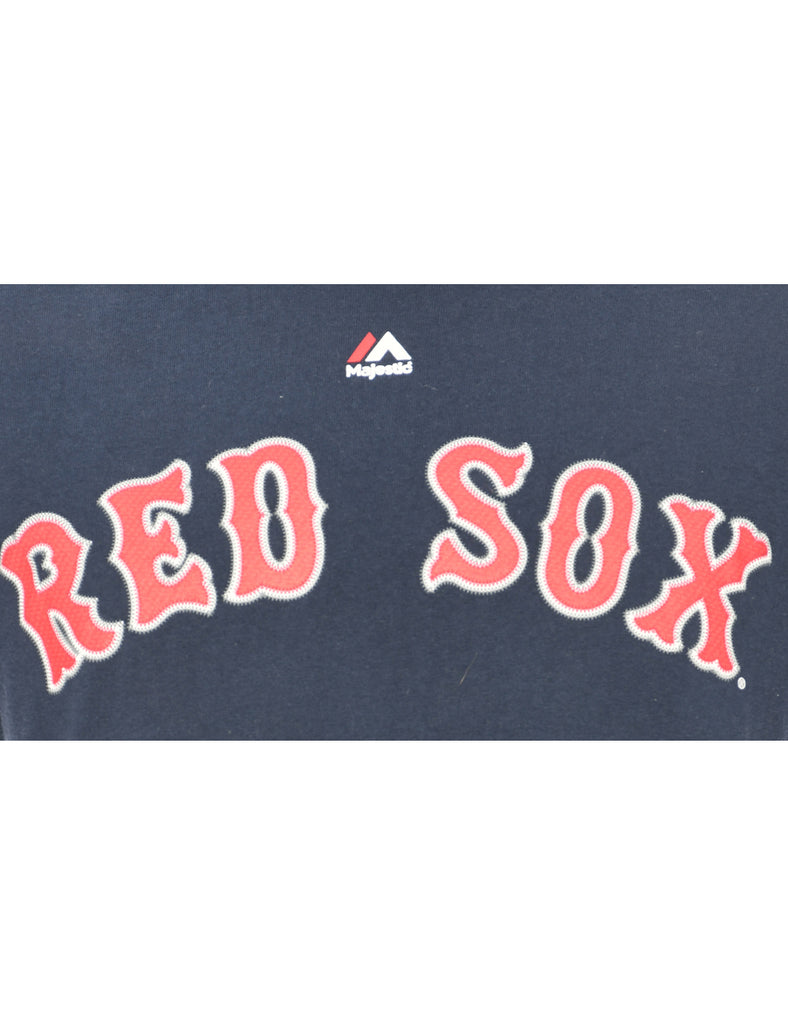 Redsox Baseball Majestic Navy & Red Sports T-shirt - M