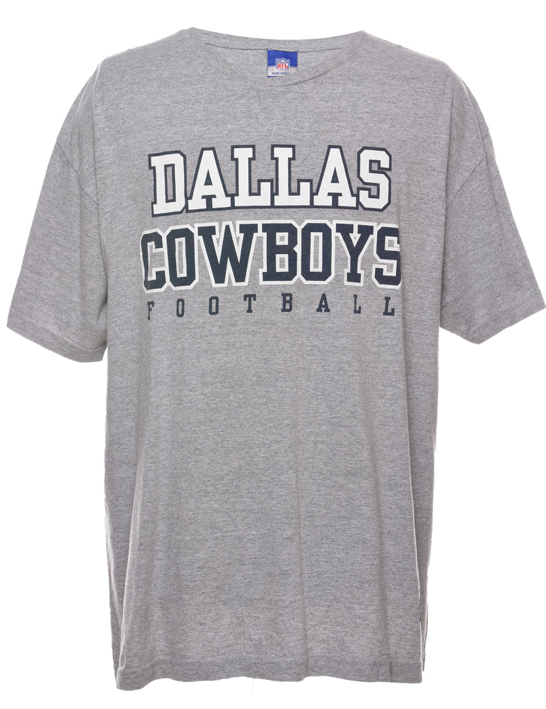 Reebok Dallas Cowboys Grey Printed Sports T-shirt - XL