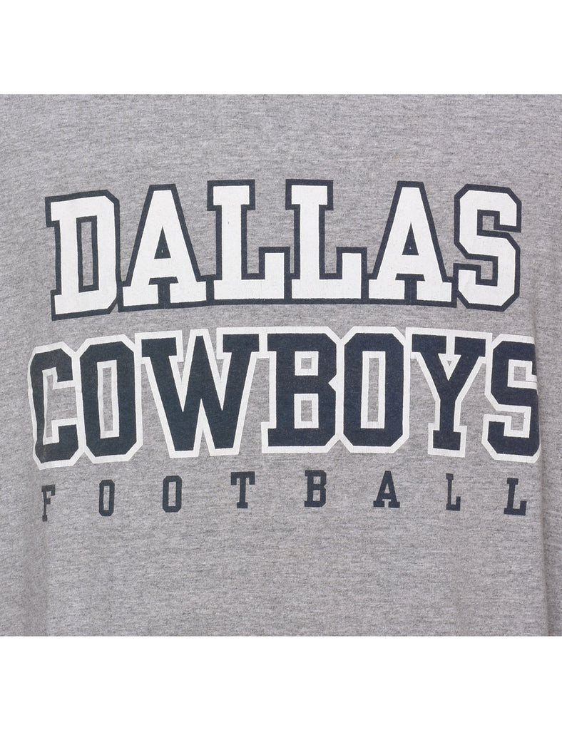 Reebok Dallas Cowboys Grey Printed Sports T-shirt - XL