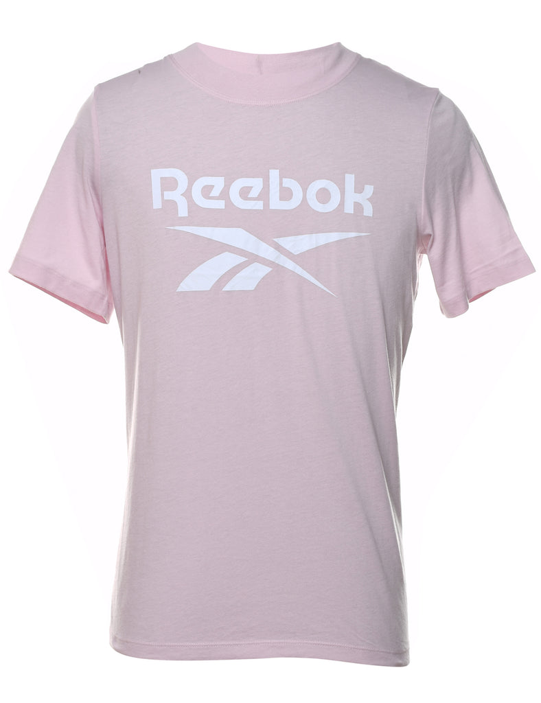 Reebok Light Pink & White Printed T-shirt - M